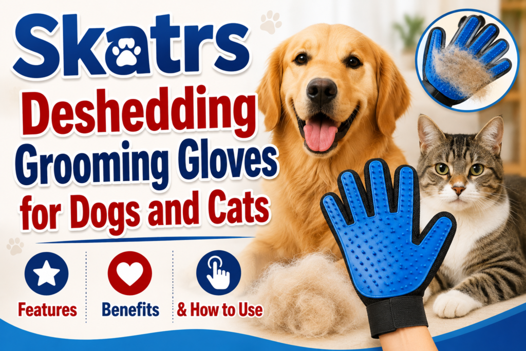 Skatrs Deshedding Grooming Gloves for Dogs